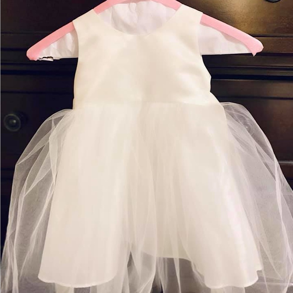 White flower girl dress 18months